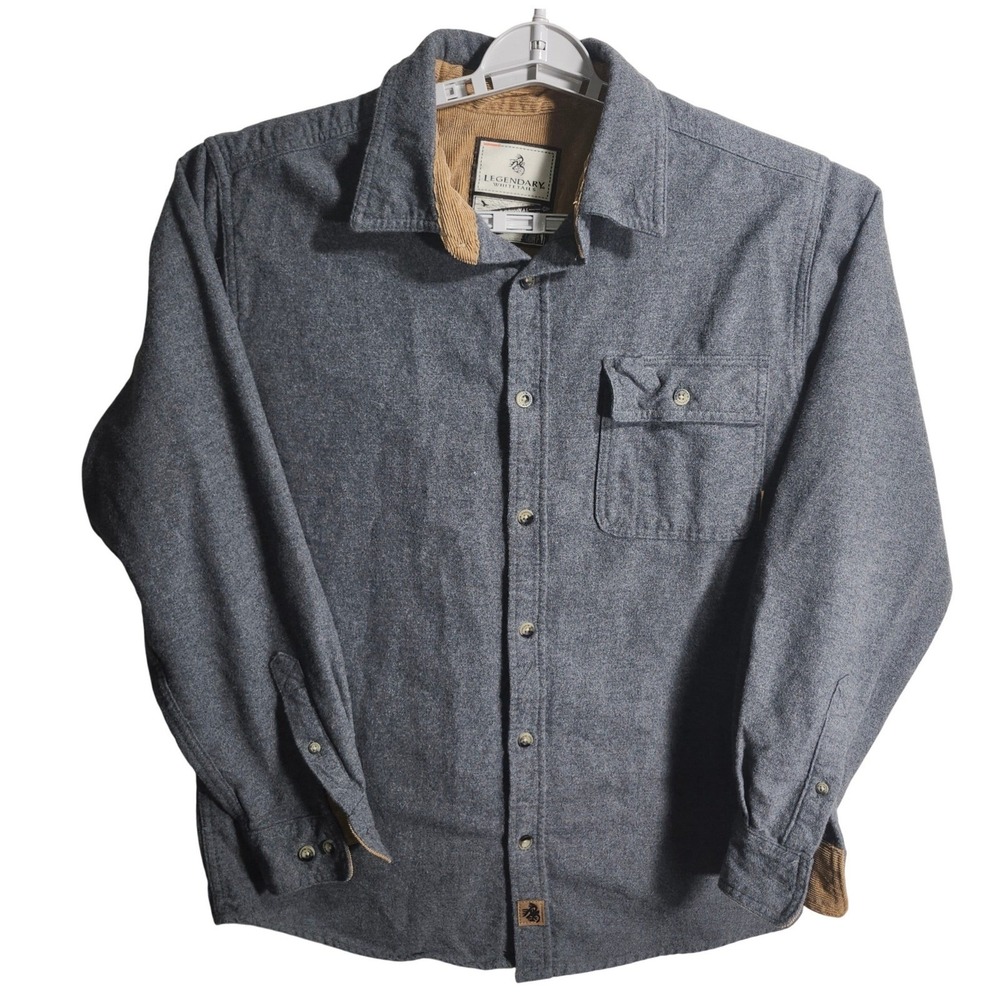 Legendary‎ Whitetails Buck Camp Flannel Shirt Mens Medium Gray heavy cozy